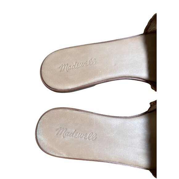 Madewell Lianne Braided Tan Leather Slides‎ Size 9.5 Sandals Flats Beach Cruise - Picture 7 of 10
